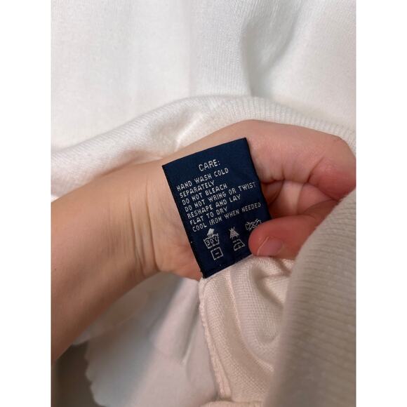 Ralph Lauren Crisp White Minimalist Old Money Capsule Office V Neck Sweater XL - Picture 7 of 7